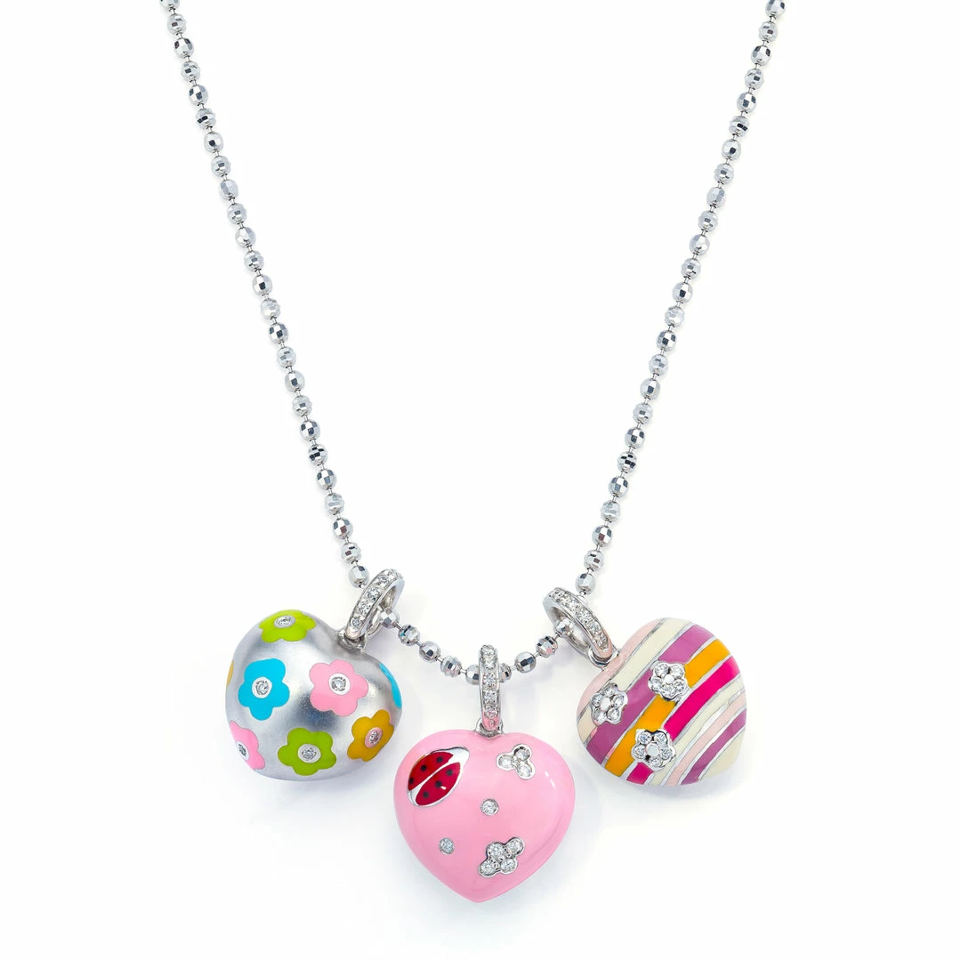 Aaron Basha Heart Charms On Necklace - Charms & Necklace Sold Separately