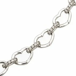 Aaron Basha Basha Heart Shaped Open-Link With Diamond Bars (Small) Bracelets