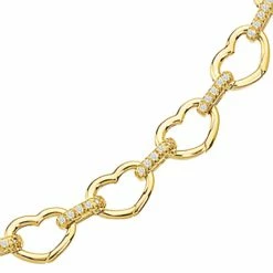 Aaron Basha Basha Heart Shaped Open-Link With Diamond Bars (Small) Bracelets