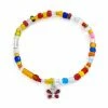 Aaron Basha Red Butterfly Charm Small On Colorful Beaded Bracelet Beaded Treasures