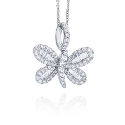 Aaron Basha 18K Baguette Diamond Butterfly White Gold Charm Diamond Collection