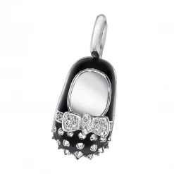 Aaron Basha 18K White Gold & Enamel Spike Bow Shoes Girls Baby Shoes