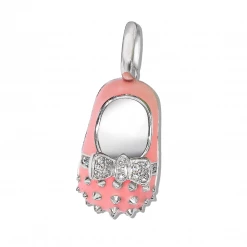 Aaron Basha 18K White Gold & Enamel Spike Bow Shoes Girls Baby Shoes