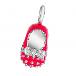 Aaron Basha 18K White Gold & Enamel Spike Bow Shoes Girls Baby Shoes