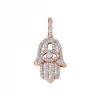 Aaron Basha Baguette Diamond Small Hamsa In Rose Gold