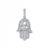 Aaron Basha Baguette Diamond Small Hamsa In White Gold