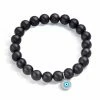 Aaron Basha Ebony Beaded Bracelet With Evil Eye