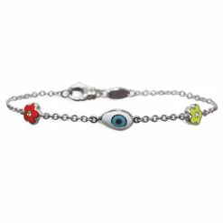 Aaron Basha Evil Eye & Flower Bracelet