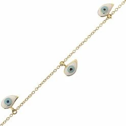 Aaron Basha 18K Floating Evil Eye Bracelet With Four Evil Eyes