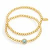 AB Corp. Vermeil Beaded Light Blue Evil Eye Bracelet Set - Pre Order Delivery September 2022 Gift Ideas