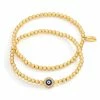 Aaron Basha Gift Ideas Vermeil Beaded Navy Blue Evil Eye Bracelet Set - Pre Order Delivery September 2022