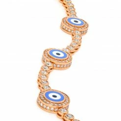Aaron Basha 18K Rose Gold Diamond Light Blue Evil Eye Bracelet; 2.4 Ct. - Pre Order