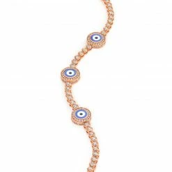 Aaron Basha 18K Rose Gold Diamond Light Blue Evil Eye Bracelet; 2.4 Ct. - Pre Order