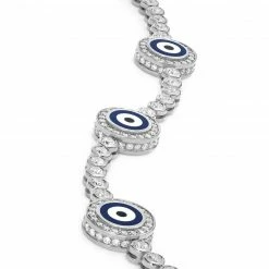 Aaron Basha Evil Eye Bracelets 18K White Gold Diamond Navy Blue Evil Eye Bracelet; 2.4 Ct.