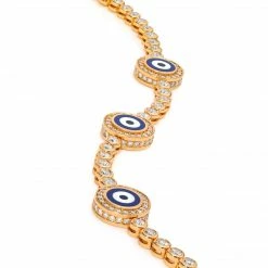 Aaron Basha 18K Rose Gold Diamond Navy Blue Evil Eye Bracelet; 2.4 Ct.