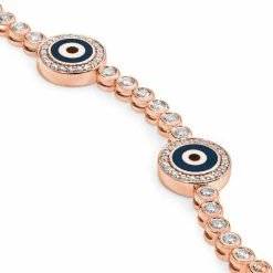 Aaron Basha 18K Rose Gold Diamond Navy Blue Evil Eye Bracelet; 1.9 Ct. - Pre Order