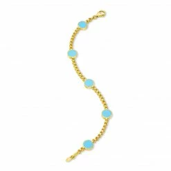 Aaron Basha 18K Yellow Gold Evil Eye Diamond Bracelet With 5 Small Round Light Blue Evil Eyes - Pre Order