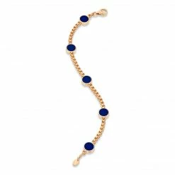 Aaron Basha 18K Rose Gold Diamond Evil Eye Bracelet With 5 Small Round Navy Blue Evil Eyes - Pre Order