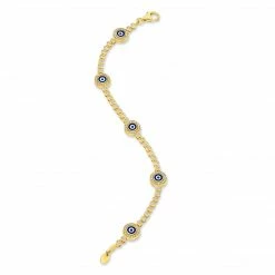 Aaron Basha 18K Rose Gold Diamond Evil Eye Bracelet With 5 Small Round Navy Blue Evil Eyes - Pre Order