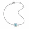 Aaron Basha 18K White Gold Light Blue Evil Eye With Diamond Rim On Single Strand Bracelet