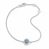 Aaron Basha 18K White Gold Navy Blue Evil Eye With Diamond Rim On Single Strand Bracelet