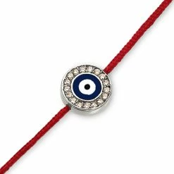 Aaron Basha 18K Navy Blue Evil Eye With Diamonds Red Cord - Pre Order August 2022 Delivery