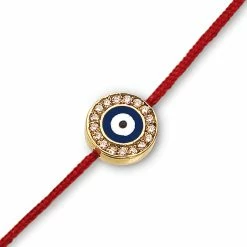 Aaron Basha 18K Navy Blue Evil Eye With Diamonds Red Cord - Pre Order August 2022 Delivery