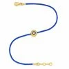 Aaron Basha Yellow Gold Vermeil & Diamond Women's Navy Blue Evil Eye On Navy Blue Cord Bracelet