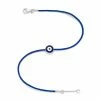 Aaron Basha White Gold Vermeil Men's Navy Evil Eye Bracelet (7-7.5")