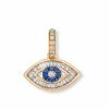 Aaron Basha Baguette Diamond Evil Eye Charm In Rose Gold With Blue Sapphires Diamond Collection