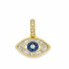 Aaron Basha Baguette Diamond Evil Eye Charm In Yellow Gold With Blue Sapphires