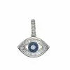 Aaron Basha Baguette Diamond Evil Eye Charm In White Gold With Blue Sapphires