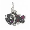 Aaron Basha Charms Black Diamond & Ruby Flower Fish