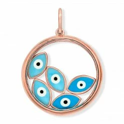Aaron Basha 18K Rose Gold Floating Evil Eye Charm