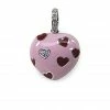 Aaron Basha Pink Puffy Heart With Red Hearts Charms