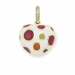 Aaron Basha Puffy Heart With Spots Charms
