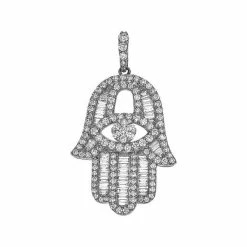 Aaron Basha Baguette Diamond White Gold Large Hamsa