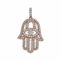 Aaron Basha Baguette Diamond Rose Gold Large Hamsa