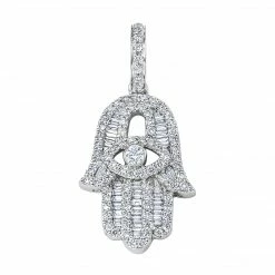 Aaron Basha Baguette Diamond White Gold Large Hamsa