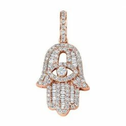 Aaron Basha Baguette Diamond Rose Gold Large Hamsa