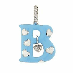 Aaron Basha Charms "B" Initial With Hearts & Hanging Heart