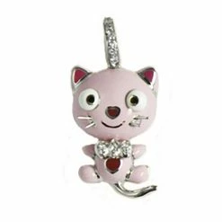 Aaron Basha Kitty Cat With Diamond Bow Charms