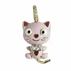 Aaron Basha Kitty Cat With Diamond Bow Charms