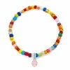 Aaron Basha Pink Ladybug On Colorful Beaded Bracelet - Pre Order