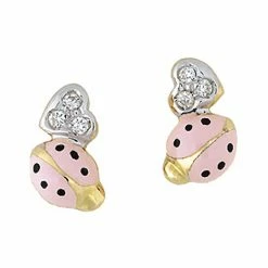 Aaron Basha Ladybugs Diamond Heart Ladybug Stud Earrings