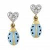 Aaron Basha Ladybugs Diamond Heart Ladybug Hanging Earrings