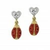 Aaron Basha Ladybugs Diamond Heart Ladybug Hanging Earrings