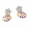 Aaron Basha Diamond Flower Ladybug Stud Earrings