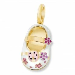 Aaron Basha 18K Ladybug Pink Sapphire Shoe Girls Baby Shoes