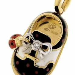 Aaron Basha 18K Ladybug Polka Dot Saddle With Ladybug Accent Boys Baby Shoes